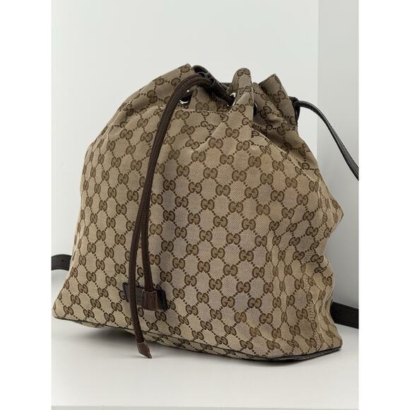 Gucci Handbags - Gucci GG Brown Canvas Bucket Backpack